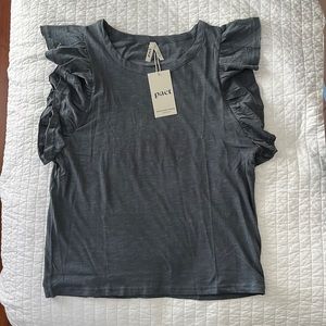 NWT Pact Tissue Slub Ruffle Tee
